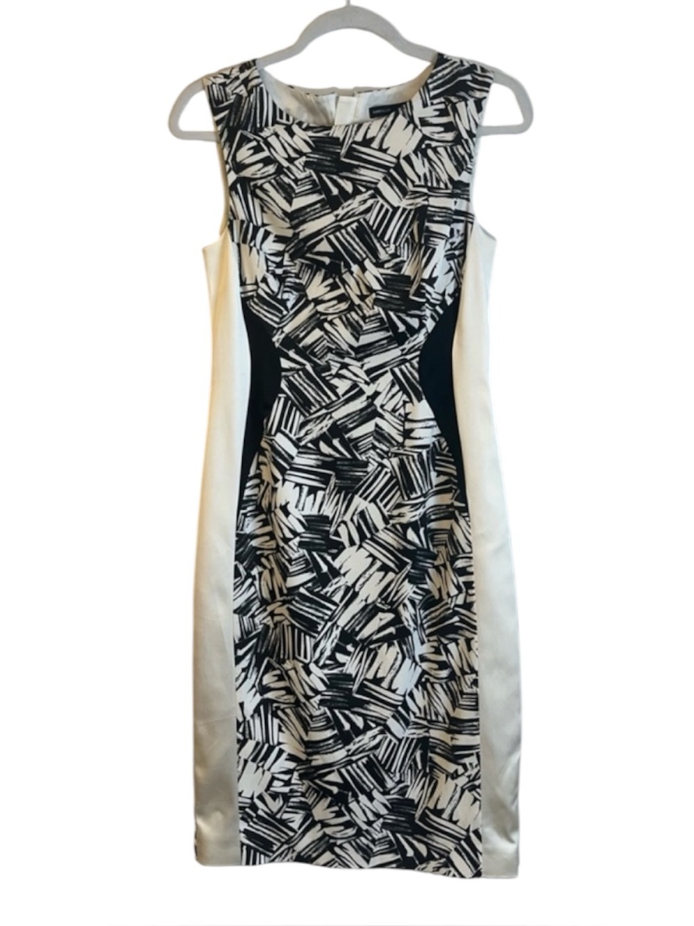 Karen Millen Graphic Monochrome Sheath Dress | US 8 UK 12 | Bold Contrast